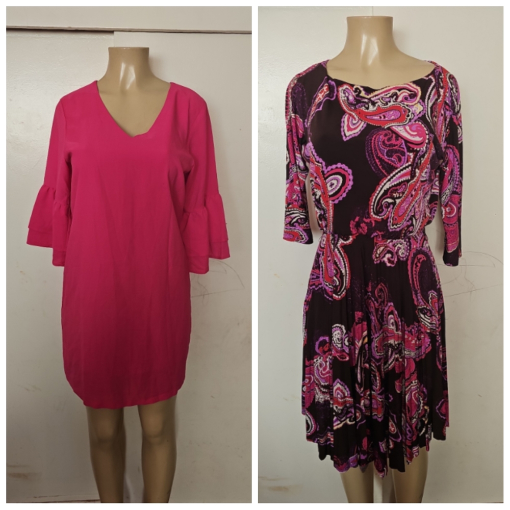 Pink V-Neck Midi Dress